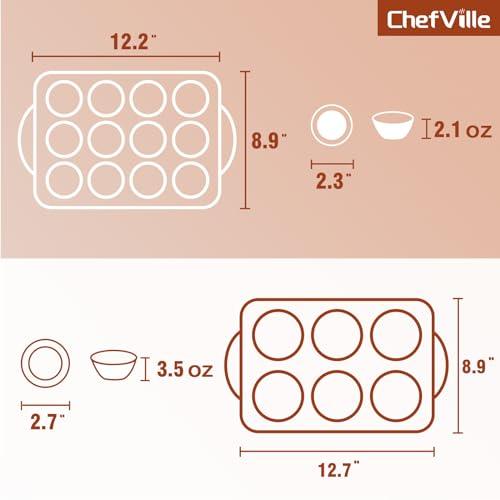 ChefVille Silicone Muffin Pan, 6 Cups Cupcake Pan, Nonstick Baking Cups, BPA Free Cupcake Mold for Homemade Muffins, Cupcakes, Frittatas and Quiches - CookCave