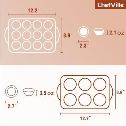 ChefVille Silicone Muffin Pan, 6 Cups Cupcake Pan, Nonstick Baking Cups, BPA Free Cupcake Mold for Homemade Muffins, Cupcakes, Frittatas and Quiches - CookCave