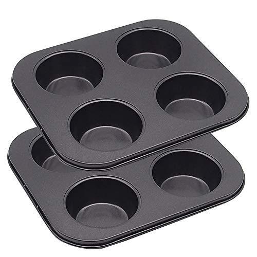 HYTK 4 Cup Muffin Pan 2 Pcs (8.5 X 7.48 Inch) Air Fryer Small Oven Cupcake Baking Pan Non Stick No Toxic Bakeware - CookCave