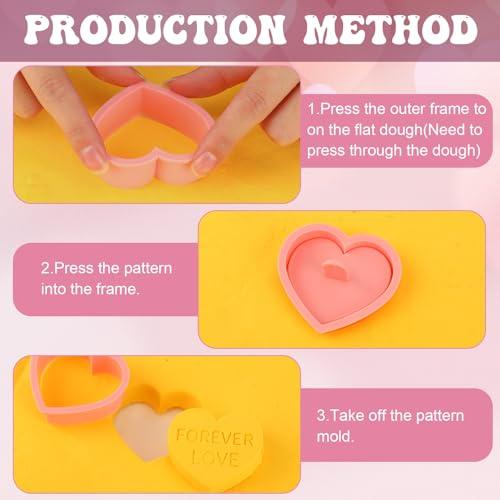 Jspupifip 20 Pcs Valentine's Day 3D Cookie Cutters Bulk, Heart Shaped Cookie Stamps DIY Press Molds for Love You Kiss Hug Me Happy Valentine's Day Cookie Cutters Kids Party Baking Supplies - CookCave