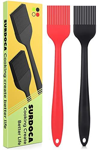 SURDOCA Silicone Pastry Basting Brush - 2Pcs 8.2 in Heat Resistant Brush for Baking Cooking Food, BPA Free Kitchen Brush for Sauce Butter Oil, Stainless Steel Core Design for Barbecue BBQ Grilling. - CookCave