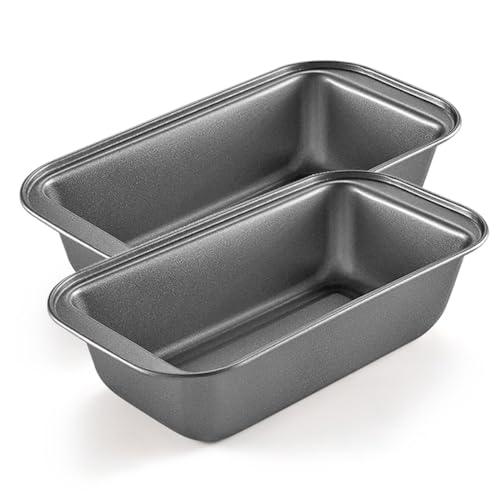 Mikim Loaf Pans for Baking Bread, Carbon Steel Rectangular Cake Pan Baking Bread Loaf Pan 10'' x 5'', Set of 2 Gray (10'' x 5'') - CookCave