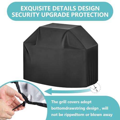 ZOTUEN Outdoor Waterproof Grill Cover with Adjustable Hem Drawstring, 60 Inches Heavy Duty Barbecue Gas Grill Cover, Uv & Fade Resistant BBQ Cover for Char-Broil Nexgrill and More (60inch M Black) - CookCave