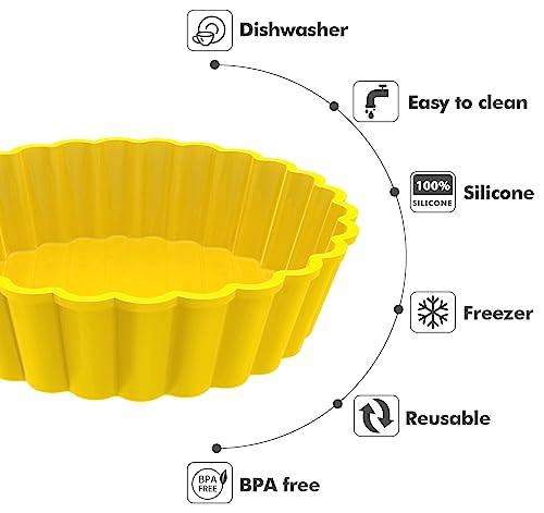 Webake Silicone Mini Tart Pan 4 Inch Non-stick Mini Quiche Molds Small Pie Baking Pan Tart Molds for Baking, Pack of 8 - CookCave