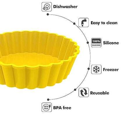 Webake Silicone Mini Tart Pan 4 Inch Non-stick Mini Quiche Molds Small Pie Baking Pan Tart Molds for Baking, Pack of 8 - CookCave