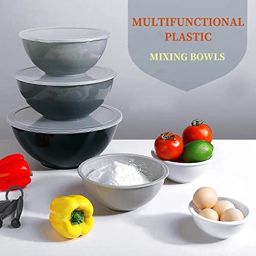 Umite Chef Mixing Bowls with Airtight Lids, 18 Piece Plastic Nesting Bowls Set Includes Measuring Cups, Microwave Safe Mixing Bowl Set Great for Mixing, Baking, Serving, Dishwasher (Gray Ombre) - CookCave
