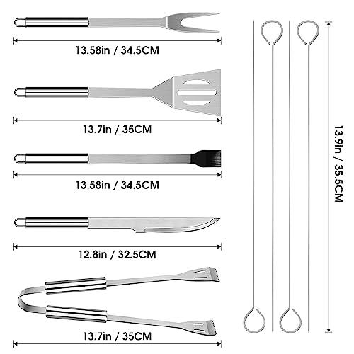 BBQ Utensil Set Stainless Steel Professional Barbecue Accessories Grill Tool with Bag Easy to Carry (9) - CookCave
