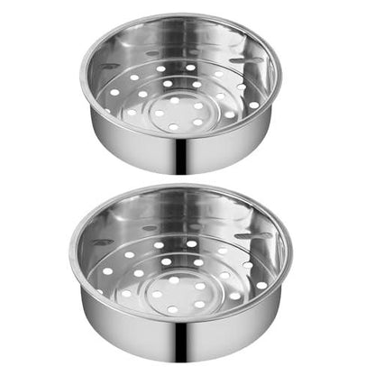 2Pcs Stainless Steel Metal Basket Round Steam Holder Tray Rack Stand Food Grade Steamer Steam Basket for Rice Cooker Warmer Kitchen Cookware for Vegetable, Fish, Meat - CookCave