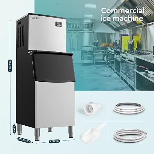 EUHOMY Commercial Ice Maker Machine 400Lbs/24H, SECOP Compressor&ETL Approval, Industrial Ice Machine, 250Lbs Storage, Ice Ready in 8-15 min, Stainless Steel Ice Maker for Bar/Cafe/Restaurant/Business - CookCave