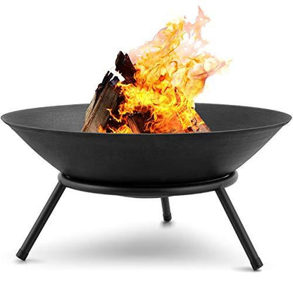 AMAGABELI GARDEN & HOME Fire Pit Outdoor Wood Burning Fire Bowl 22.6in with A Drain Hole Fireplace Extra Deep Large Round Outside Backyard Deck Camping Heavy Duty Metal Grate Rustproof - CookCave