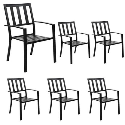 MFSTUDIO 6 Piece Patio Dining Metal Chairs,Outdoor Wrought Iron Seating Stackable Bistro Chairs - Supports 301 LBS,(Black) - CookCave