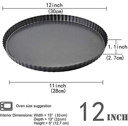 Gutsdoor Tart Pan 12 Inch with Removable Bottom Quiche Pan Nonstick Round Pie Pans for Baking Kitchen - CookCave