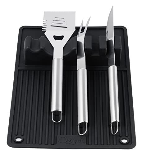 Ozeri BBQ and Grill Utensil Holder Mat Set,Black - CookCave