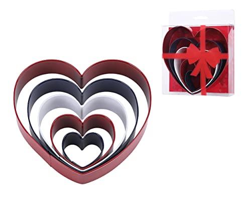 Heart Cookie Cutter Set, 4.5'', 3.5'', 2.75'', 2'', 1.25'', Fun Holiday Heart Shaped Valentines Cookie Cutters, Christmas Cookies, Small, Medium, And Large - CookCave