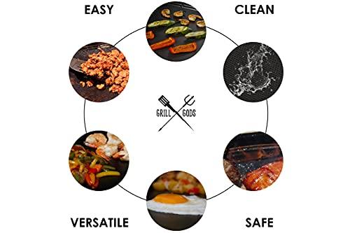 Grill Gods Grill Mat - Premium BBQ Grill Mats - Non Stick Non Slip Cooking Mats (Set of 2) - Easy to Clean and Reusable Grilling Accessories - 15.75 x 13 Inches - CookCave