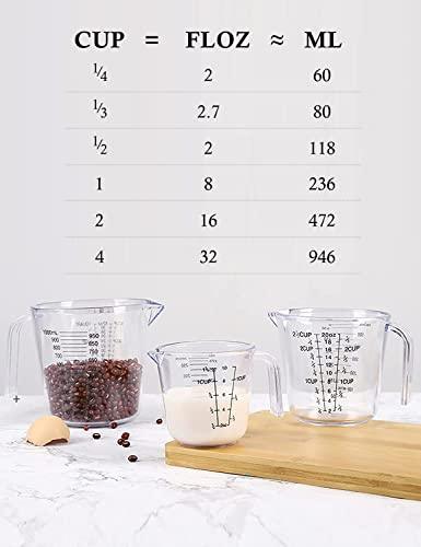 Measuring Cups Set, Liquid Measuring Cups For 3 For Kitchen - BPA Free Plastic Set with Spout Multiple Measurement Scales (Clear) - CookCave