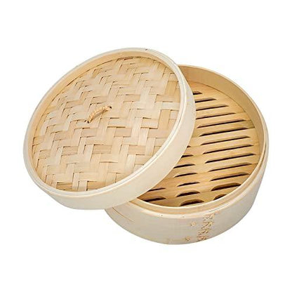 ONETANG 10 Inch Bamboo Steamer Basket, 2 Tier Steamer for Cooking, 20 Paper Liners, Perfect For Dim Sum, Chicken, Fish, Veggies, Natural Handmade Weaver, Eco-Friendly Gift Box (Holiday Gifts) - CookCave