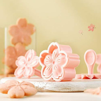 HAGBOU Cookie Press, 4 Styles Cookie Stamps Cherry Blossom Cookie Cutters Mold for Flower Cookies Pastry Accessories (Pink) - CookCave