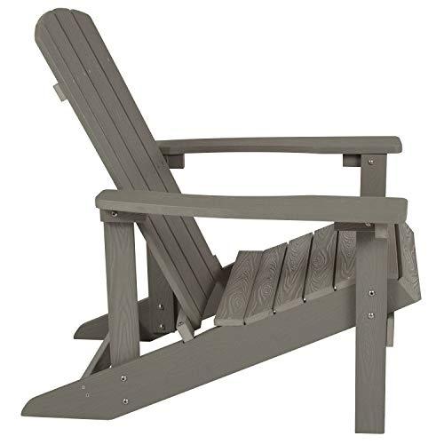 Flash Furniture Charlestown Indoor/Outdoor Faux Wood Adirondack Chair, Weather-Resistant Polyresin Patio Adirondack Chair with 350-lb. Static Weight Capacity, Gray - CookCave