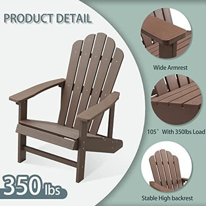 EFURDEN Adirondack Chair, Polystyrene, Weather Resistant & Durable Fire Pits Chair for Lawn and Garden, 350 lbs Load Capacity with Easy Assembly (Brown, 1 pc) - CookCave