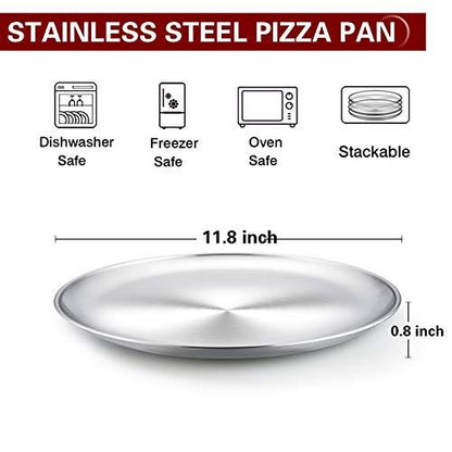 TeamFar Pizza Pan, 12 inch Pizza Pan Set Round Pizza Oven Baking Pans Tray Stainless Steel for Home Restaurant Party, Healthy & Heavy Duty, Dishwasher Safe & Easy Clean - Set of 4 - CookCave