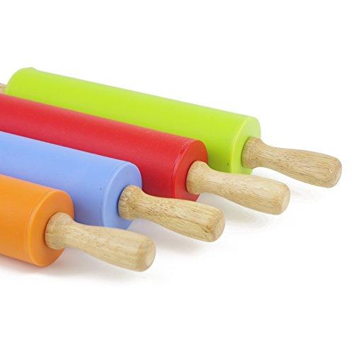 Remeel Silicone Rolling Pin for Baking Non-stick Rolling Pin Dough Roller Wooden Handle Kitchen Accessories Pastry Roller - CookCave