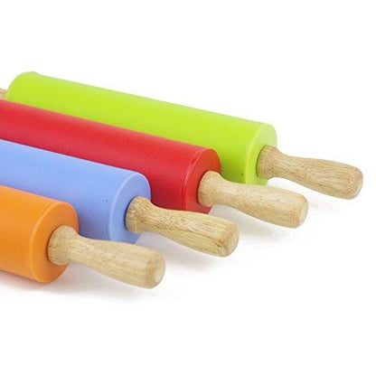 Remeel Silicone Rolling Pin for Baking Non-stick Rolling Pin Dough Roller Wooden Handle Kitchen Accessories Pastry Roller - CookCave