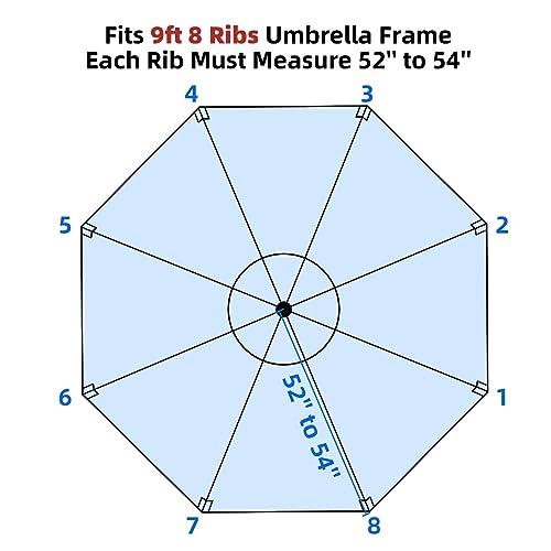 Trenovo Patio Umbrella Replacement Canopy, 9 ft Replacement Umbrella Covers with 8 Ribs, Water Resistant Cloth Umbrella Replacement Top for Garden Backyard Pool Umbrellas Cantilever Parasols - CookCave