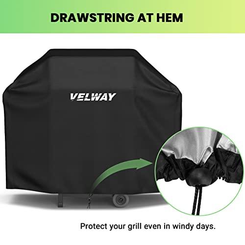 Velway BBQ Gas Grill Cover 57 Inch Heavy Duty Oxford Barbecue Cover Outdoor Waterproof UV Protection Black BBQ Cover Durable Windproof Dust-Proof with Storage Bag & Drawstring (57" L x 24" W x 46" H) - CookCave