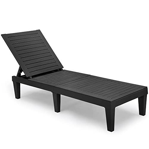YITAHOME Chaise Outdoor Lounge Chairs with Adjustable Backrest, Multi-Functional Patio Loungers Easy Assembly & Lightweight, Waterproof Poolside Chaise Lounge with 265lbs Capacity - Black - CookCave