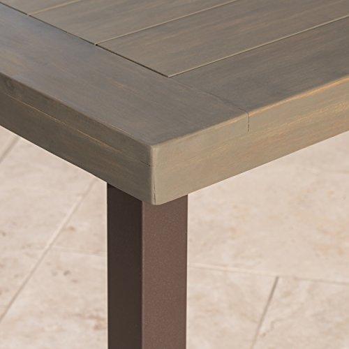 Christopher Knight Home Della Outdoor Acacia Wood Dining Table with Metal Legs, Grey Finish / Rustic Metal - CookCave