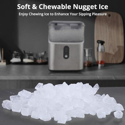 Litake Nugget ice Machine Maker countertop,Portable ice Maker,33lbs/24H,One-Click Operation,Self-Cleaning,Pellet Ice Maker for Home/Kitchen - CookCave