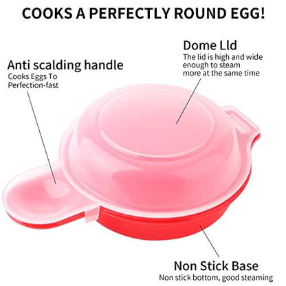 2 sets Microwave Egg Cooker,1 Minute Fast Egg Hamburg Omelet Maker Kitchen Cooking Tool(Red and clear) - CookCave