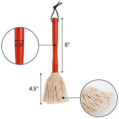 Hedume 6 Pack 12" BBQ Sauce Basting Mops, Roasting or Grilling Basting Mop, Cotton Fiber Head and Hardwood Handle, Grill Basting Mop for Barbeque, Marinade, Smoking Steak or Glazing - CookCave