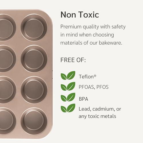 HAPPIELS Non-Toxic Nonstick 12-Cup Muffin Pan | Non toxic Cupcake Pan Non Stick | Muffin Tin 12 cups - CookCave