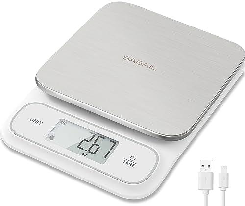 BAGAIL Food Scale, 22lb High Capacity Kitchen Scales, IPX6 Waterproof, USB-C Rechargeable, 0.05oz/1g, Digital Scale for Food Ounces and Grams with Stainless Steel Weighing Platform - White - CookCave