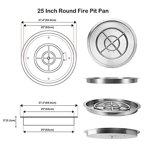 Stanbroil 25 inch Round Drop-in Fire Pit Pan with Spark Ignition Kit Natural Gas Version - CookCave