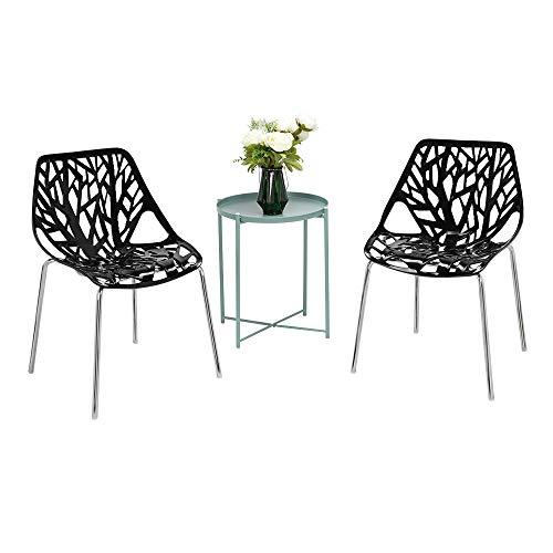 Bonnlo Modern Black Dining Chairs Set of 6,Plastic Saping Birch Chairs,Stackable Dining Chairs Set for Living Room/Kitchen/Office (6, Black) - CookCave