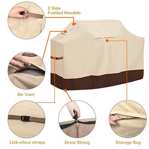 Vailge Grill Cover,58-inch Waterproof BBQ Cover,600D Heavy Duty Gas Grill Cover, UV & Dust & Rip & Fading Resistant,Suitable for Weber, Brinkmann, Char Broil Grills and More,Beige - CookCave