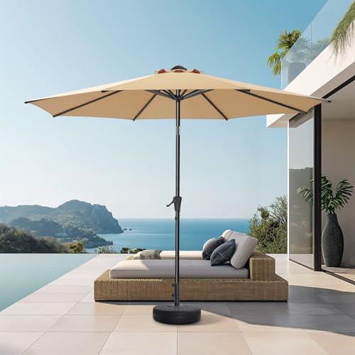 HOMSHADE 9ft Outdoor Patio Umbrella - UPF50+ UV Protection Market Patio Table Umbrella with Push Button Tilt, Crank and 8 Sturdy Ribs for Pool Deck and Garden (Beige) - CookCave