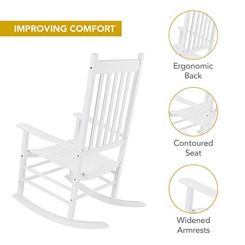 Shine Company 4332WT Vermont Porch Rocker | High Back Rocking Chair – White - CookCave