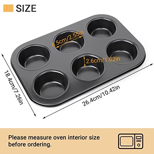 Beasea Muffin Pan 6 Cup, Set of 2 Non Stick Muffin Baking Pan, Carbon Steel Muffin Pan Bakeware Set Cupcake Baking Pan for Oven Baking - CookCave