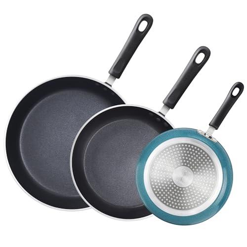 Cook N Home Nonstick Saute Fry Pan Skillet Set, 8, 9.5, and 11-Inch Kitchen Cooking Frying Saute Pan, Induction Compatible, Turquoise, 3-Piece - CookCave