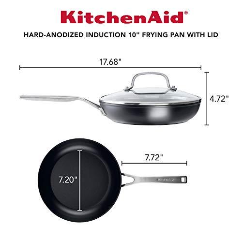KitchenAid Hard Anodized Induction Nonstick Fry Pan/Skillet with Lid, 10 Inch, Matte Black - CookCave