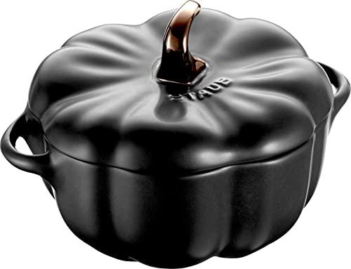 STAUB 0.5-qt Petite Ceramic Pumpkin, Oven & Stove Safe up to 572°F, Baking Dish, Candy Dish, Matte Black - CookCave