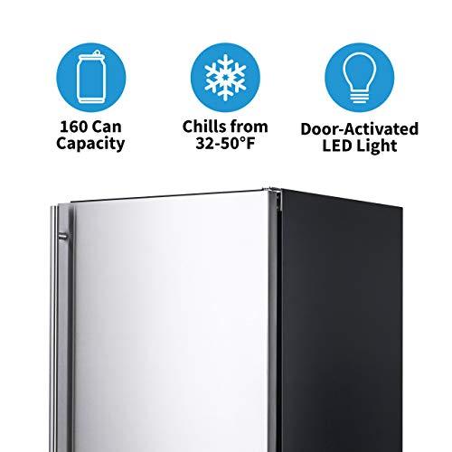 NewAir 24" Built-in 160 Can Outdoor Beverage Fridge in Weatherproof Stainless Steel with Auto-Closing Door and Easy Glide Casters. New Air Mini Fridge, Built-In or Freestanding Outdoor Fridge - CookCave