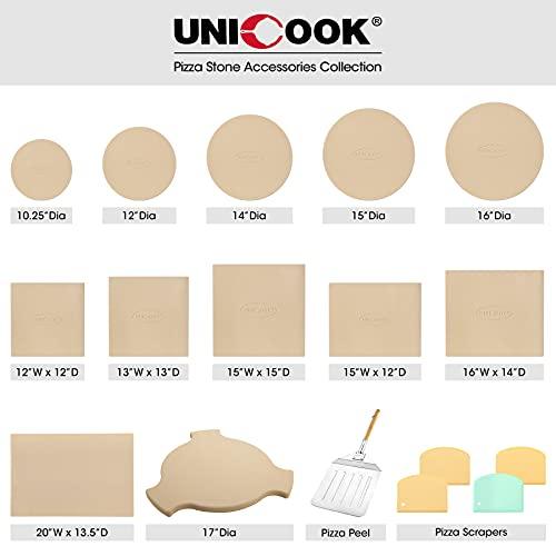 Unicook 16 Inch Round Pizza Baking Stone, Heavy Duty Cordierite Pizza Stone for Oven and Grill, Thermal Shock Resistant, Ideal for Baking Crisp Crust Pizza, Bread and More, Includes Scraper - CookCave