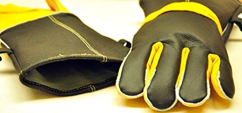 14.5" Long Premium Leather Gloves, BBQ gloves, Grill and Fireplace Gloves, Cotton lining with Kevlar stitch, Heat Resistant Gloves, animal handling gloves, bite-proof gloves - CookCave