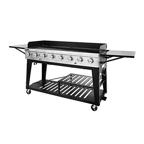 Royal Gourmet 8-Burner Gas Grill, 104,000 BTU Liquid Propane Grill, Independently Controlled Dual Systems, Outdoor Party or Backyard BBQ, Black - CookCave