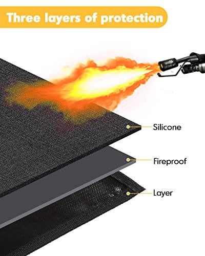 Under Grill Mat, 60×42 inch BBQ Floor mats, Deck Patio Protector Mat, Indoor Fireplace Mats Fire Pit Mats, Fire Resistant, Water Resistant, Oil Proof, Easy to Clean Reusable Outdoor Grill Mat - CookCave